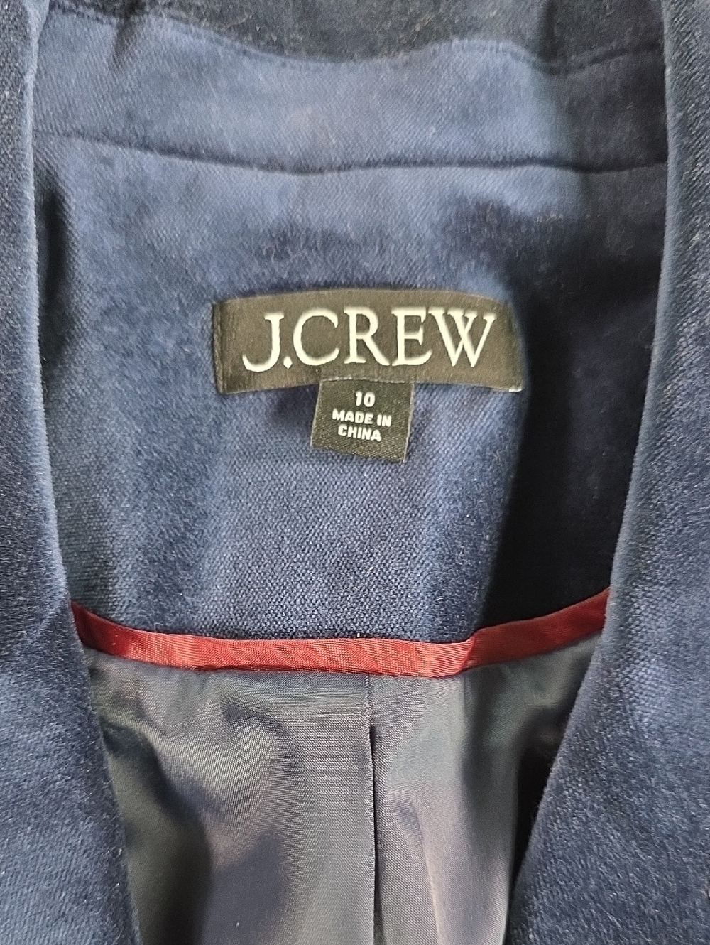 J. Crew Women's Navy Blue Velvet Single-Button Blazer Sz 10 Jacket Lined Party - Picture 2 of 7